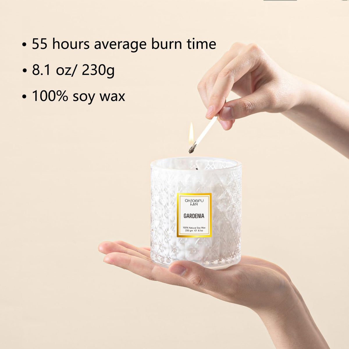 Chloefu LAN gardenia candle with natural soy wax for smokeless burn