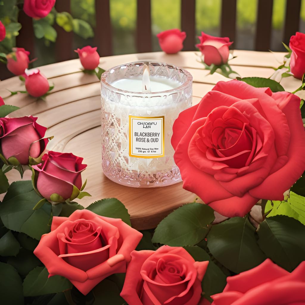 Chloefu LAN gift-worthy rose candle for Mothers Day
