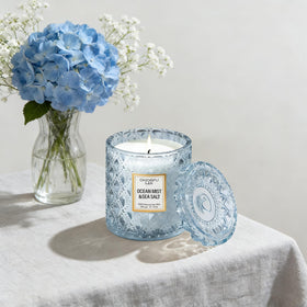 Chloefu LAN Ocean Candle soy wax candle in 8.1 oz jar with clean burn.