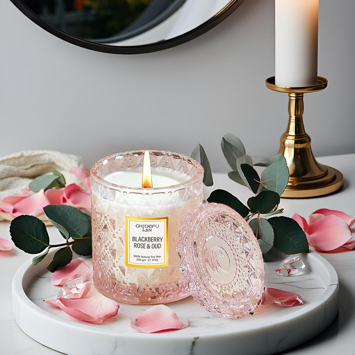 Chloefu LAN soy wax candle with smokeless burn for clean ambience