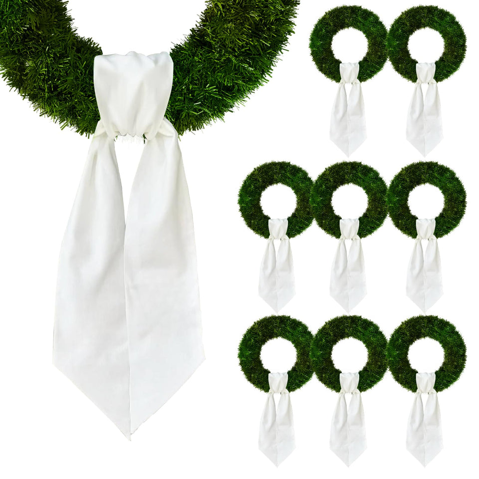 Chmacura 8-piece Christmas wreath sash on front door for festive decor.