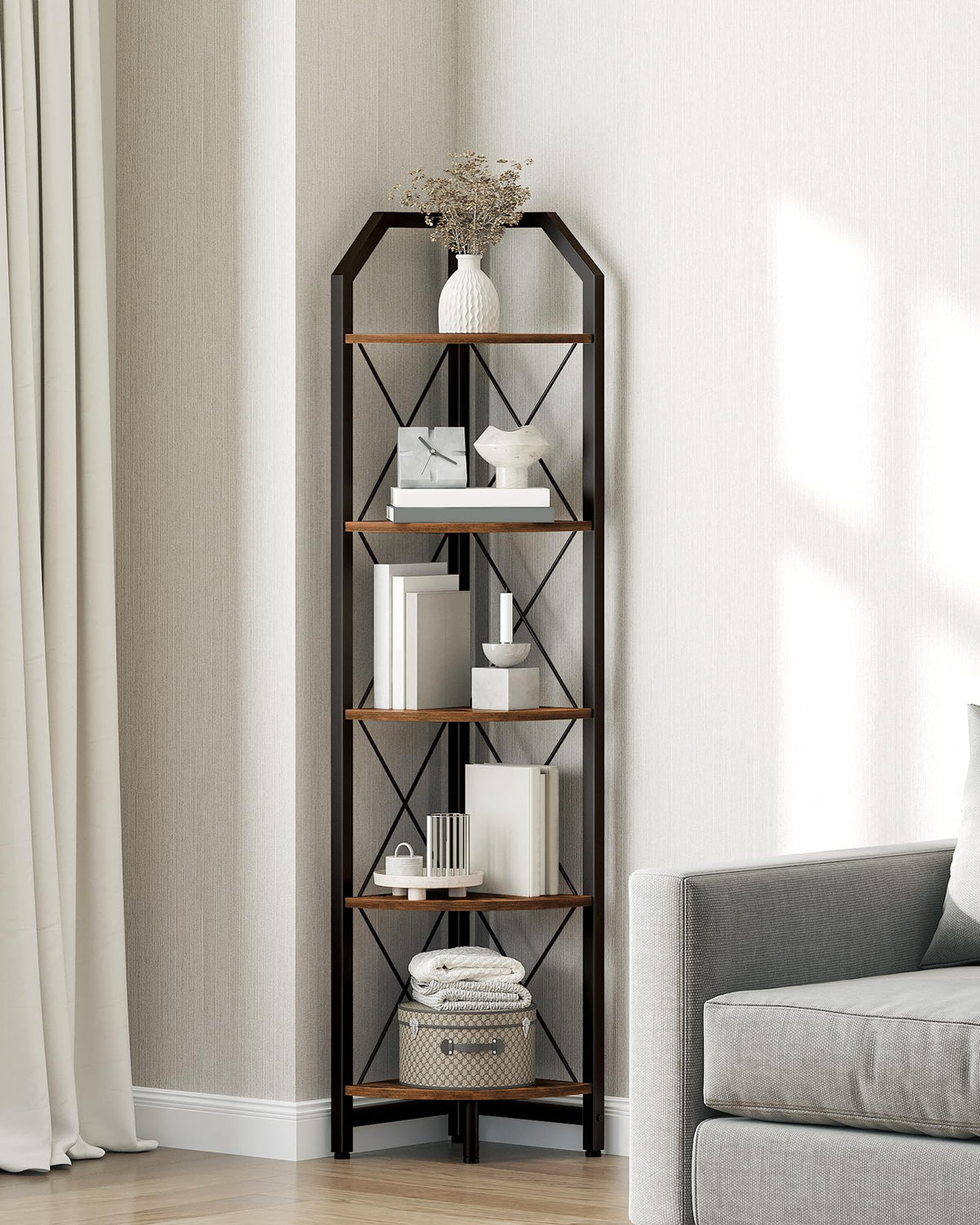 CHOEZON five tier corner shelf ideal for books and plants