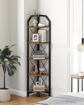CHOEZON 59.4 inch corner shelf with industrial design for space saving display