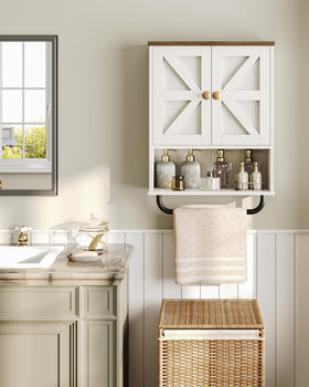 CHOEZON adjustable-shelf cabinet to customize storage for toiletries and towels.