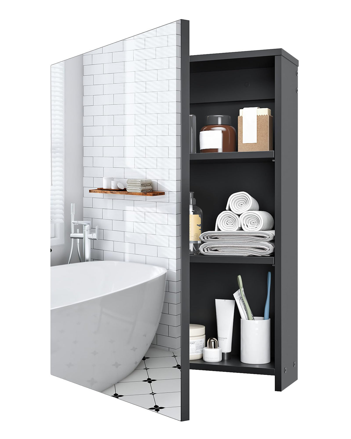 CHOEZON bathroom cabinet mirror with clear reflection and storage