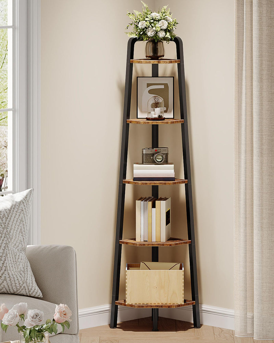 CHOEZON corner shelf 5-tier vertical stand saves space in small rooms