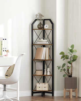 CHOEZON corner shelf shows wood and metal construction for sturdy support