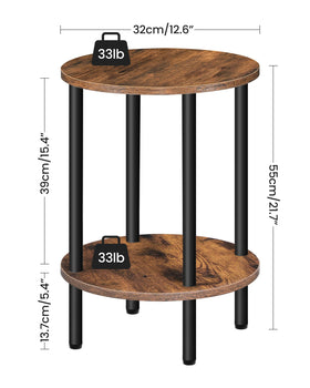 CHOEZON round side table front angle shows two-tier storage for neat essentials