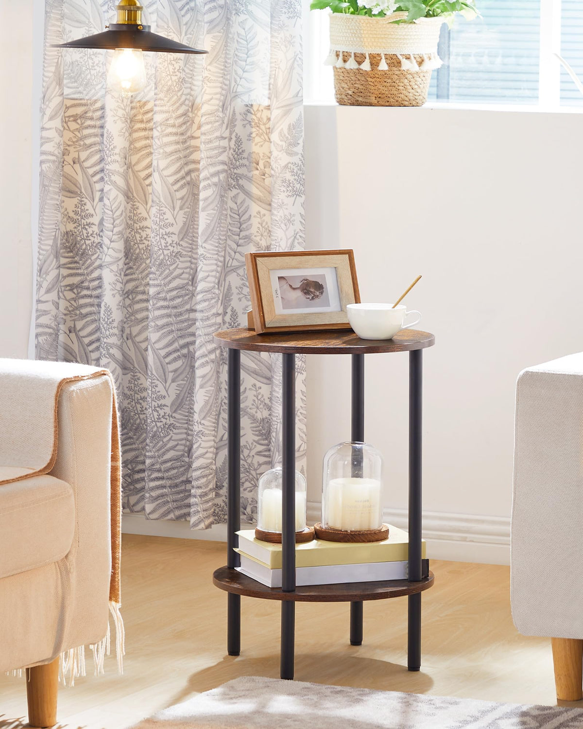 CHOEZON TBZ01BF two-tier storage design on round side table