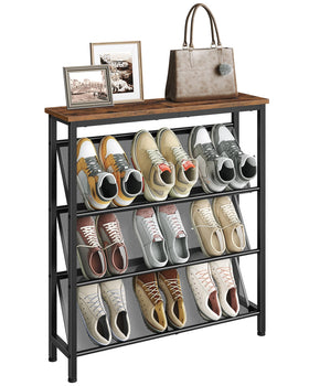 CHOEZON 4-tier slanted shoe rack front view highlighting compact footprint for small spaces