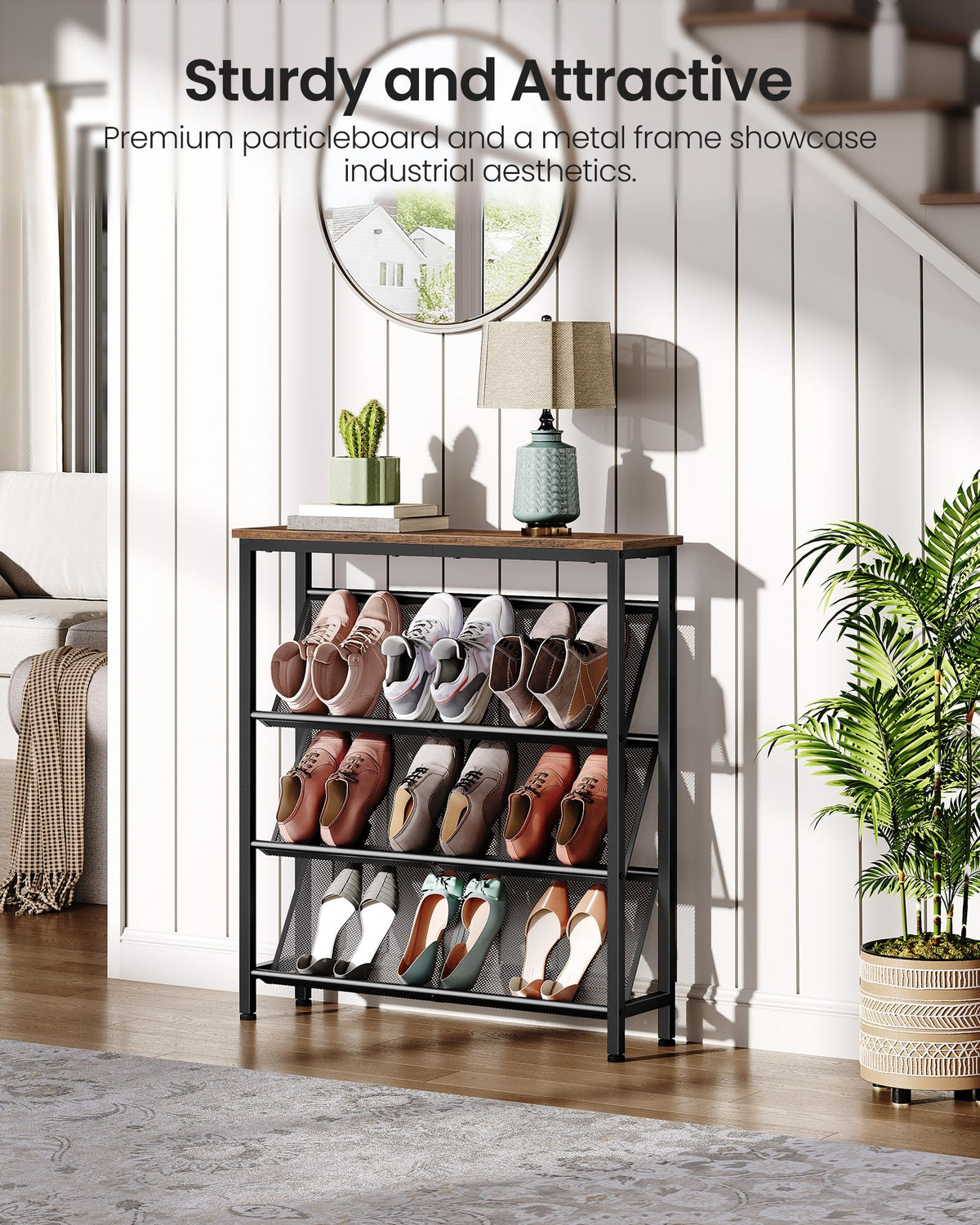 CHOEZON shoe rack metal frame detail illustrating sturdy construction for daily use
