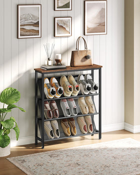 CHOEZON shoe rack top area with decor items showing display versatility