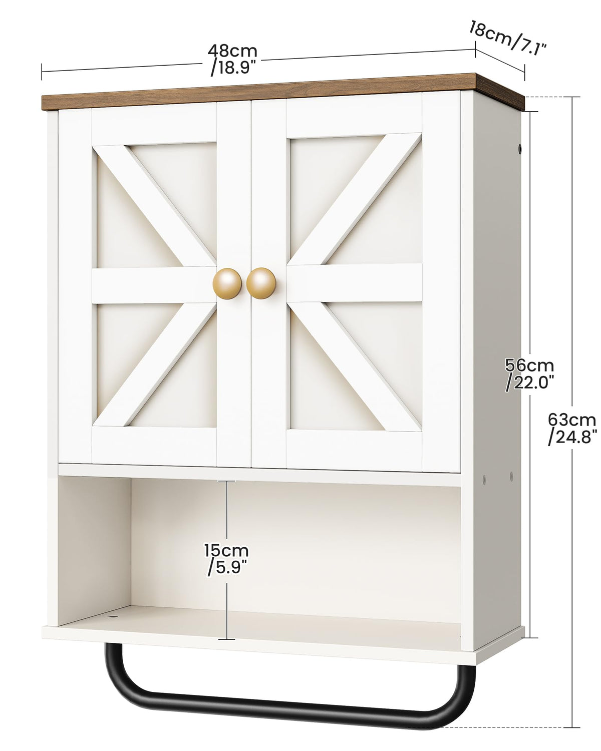 CHOEZON towel-bar cabinet provides a convenient place to dry towels.