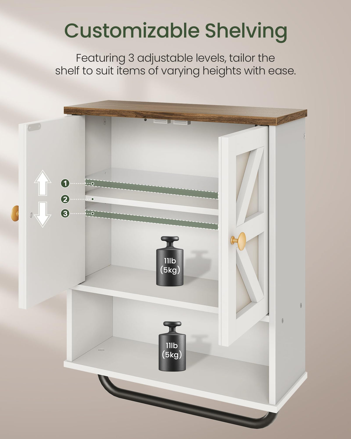 CHOEZON wall-mount cabinet saves floor space in bathrooms and kitchens.