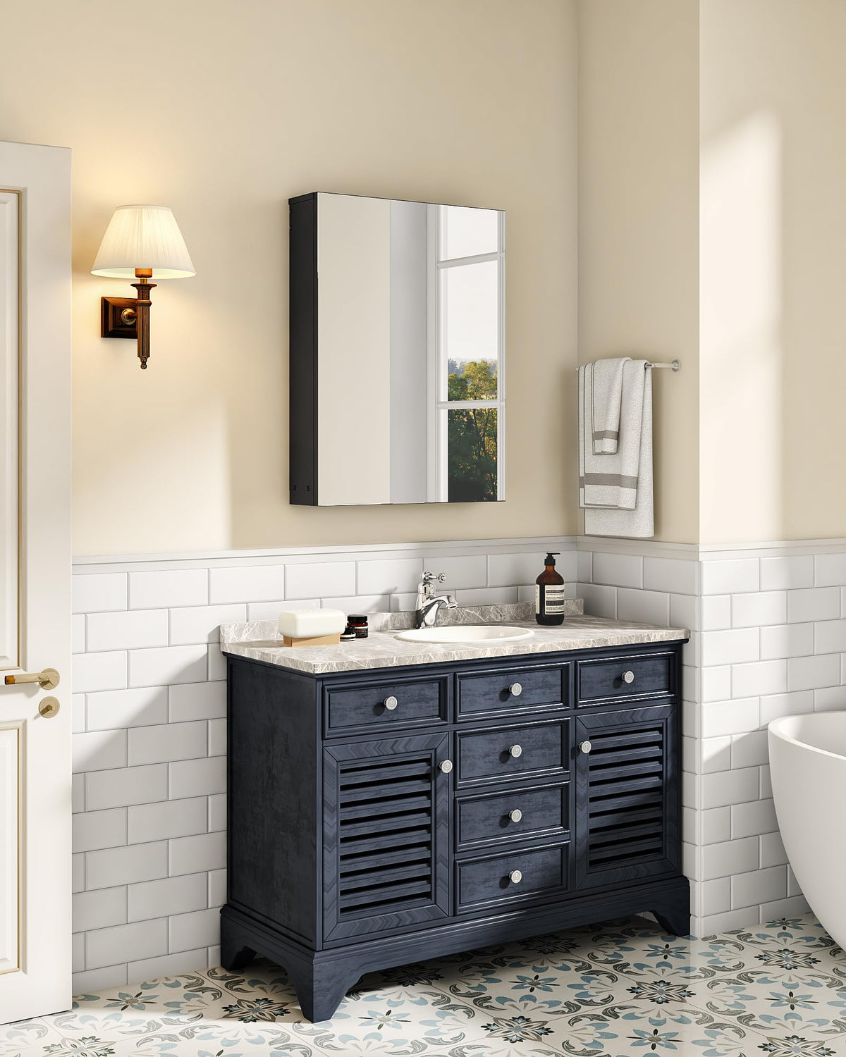 CHOEZON wall mounted cabinet stores essentials above sink