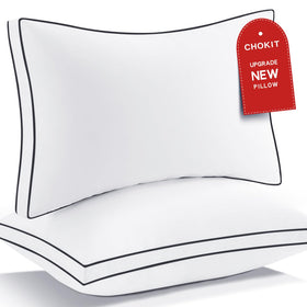 CHOKIT premium pillows king set 2, front view, plush comfort with balanced neck support.