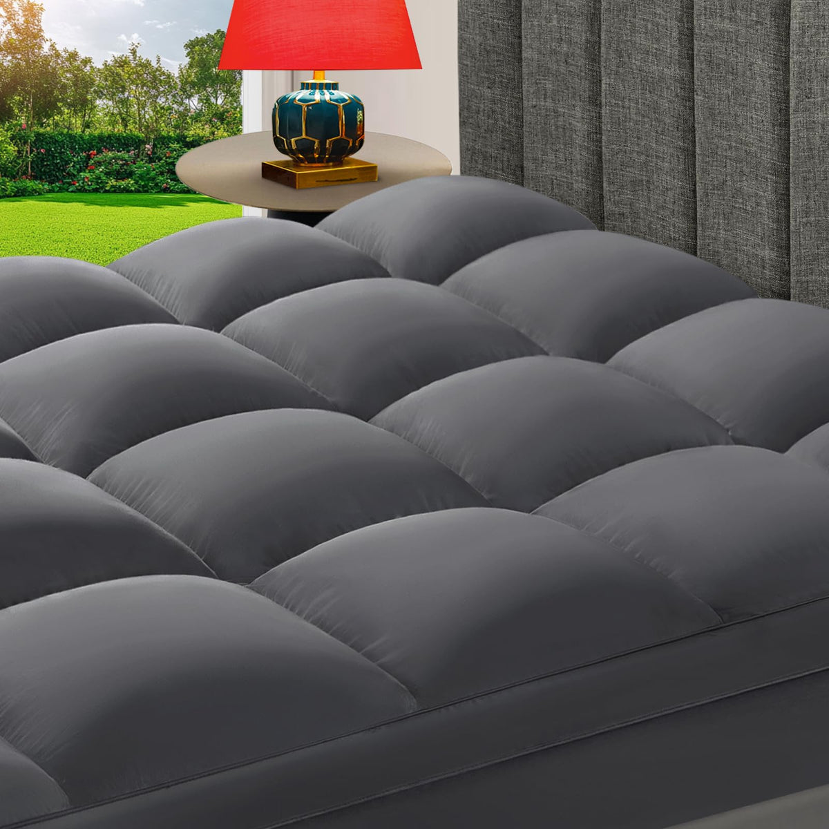 CHOKIT Queen Mattress Topper close-up of 5D spiral fiber filling for balanced support.