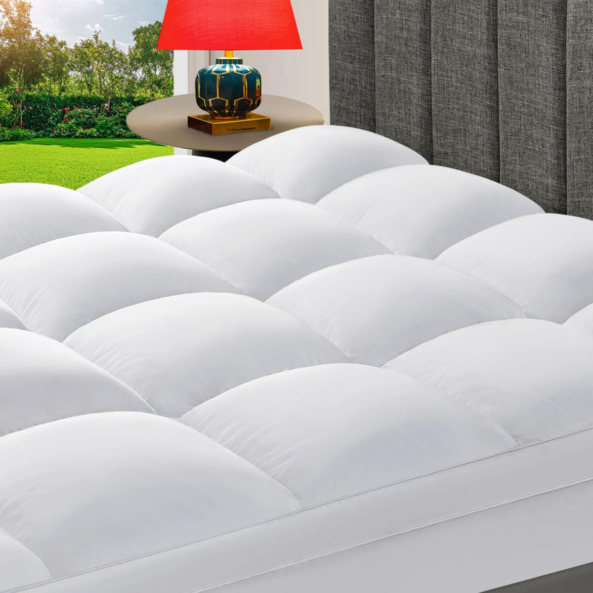 CHOKIT Queen Mattress Topper close-up of material for soft, breathable comfort.