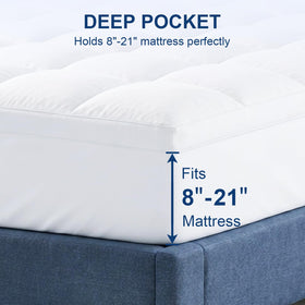 CHOKIT Queen Topper 360-degree elastic skirt keeps topper in place.