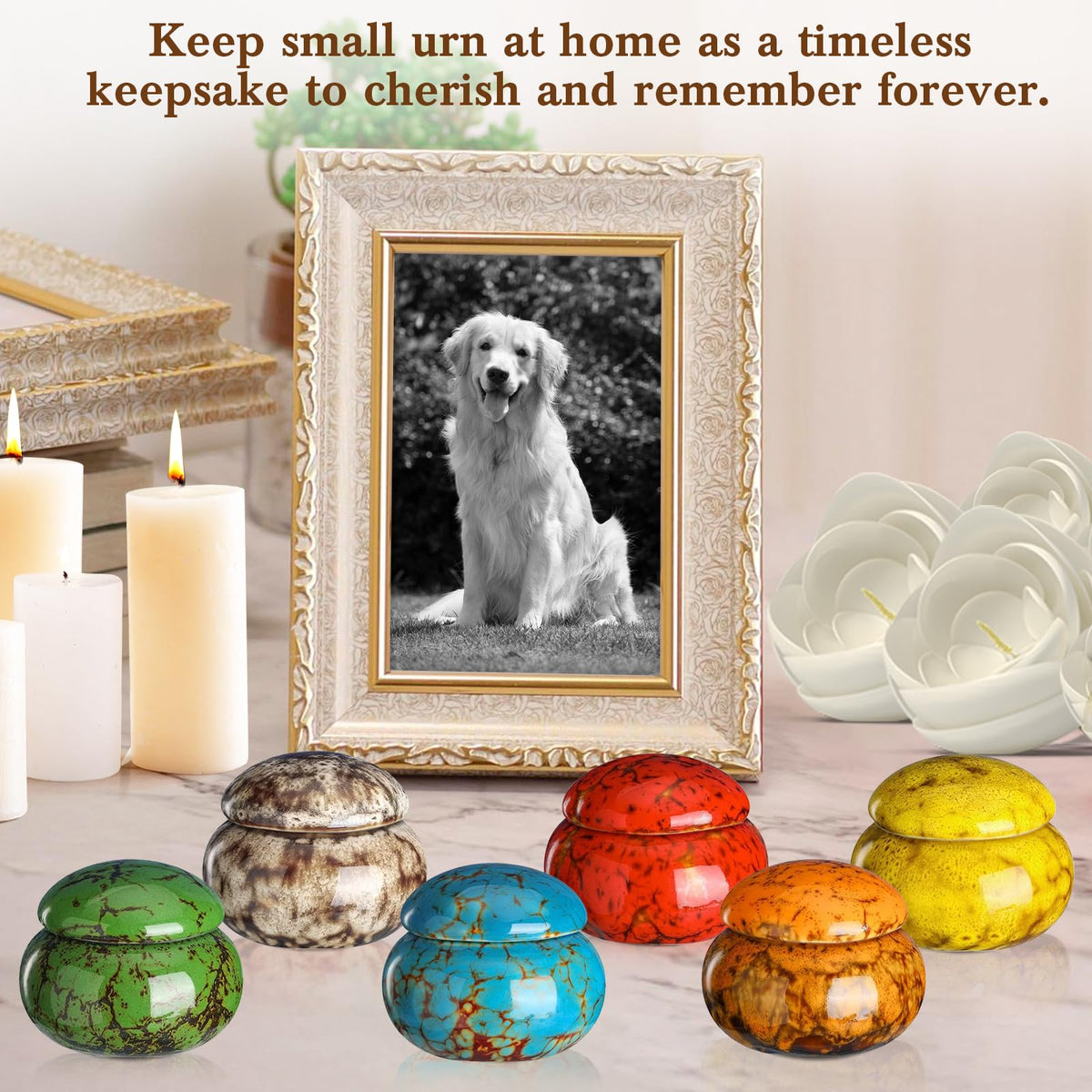 CHONOVO small urn glaze pattern 02 preserves ashes securely for display.
