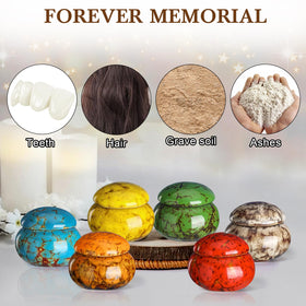 CHONOVO small urn glaze pattern 06 presents a vibrant memory display.
