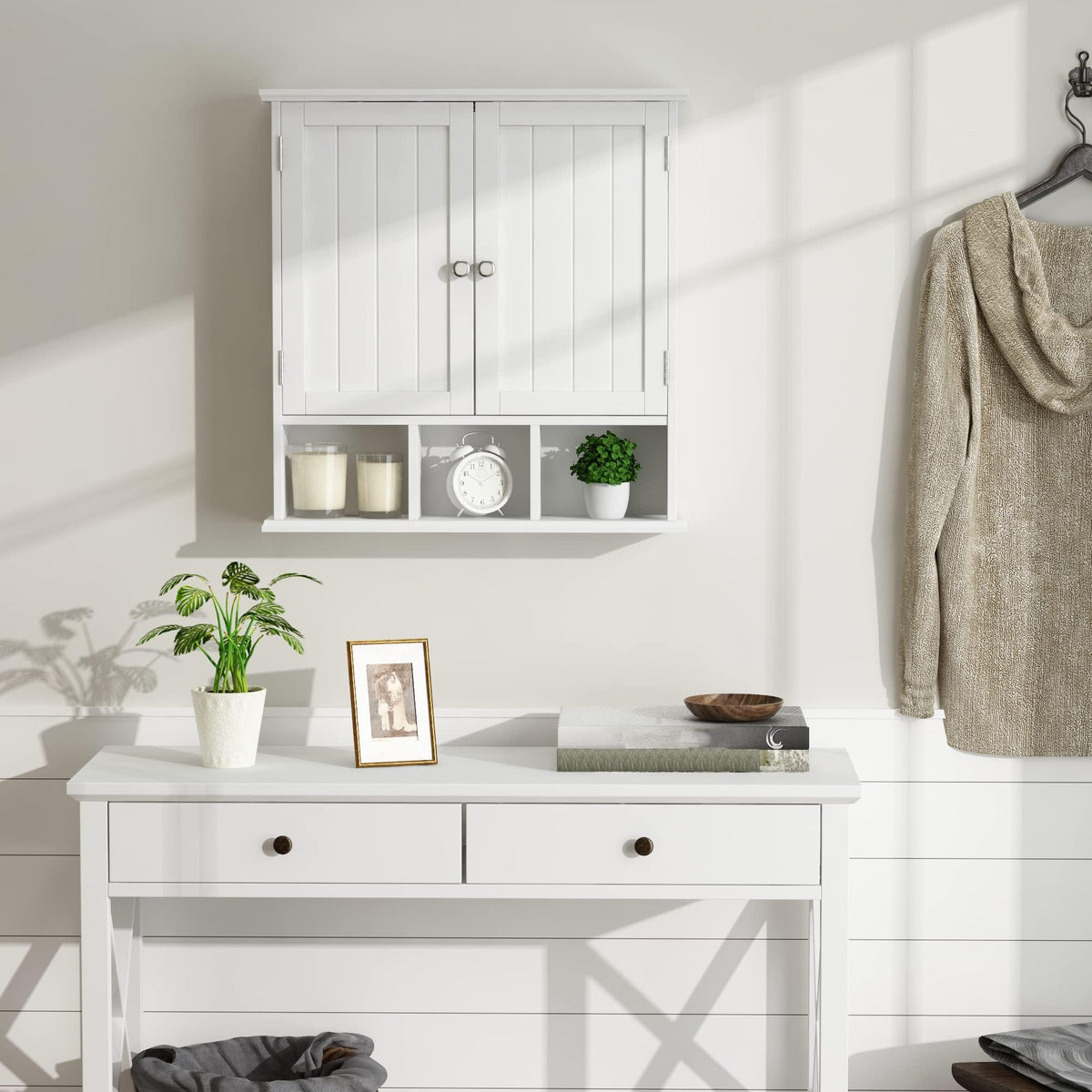 ChooChoo bathroom cabinet adjustable shelf adapts to item heights.