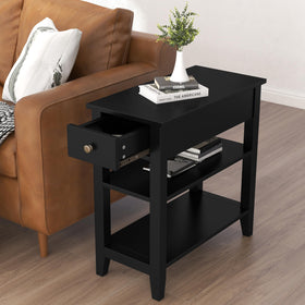 ChooChoo side table drawer front view shows convenient storage beside seating.