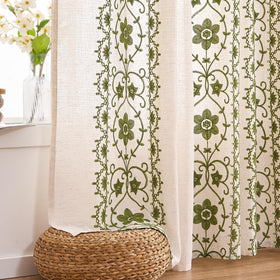 Chorowl Sage Green curtains grommets closeup for easy installation.