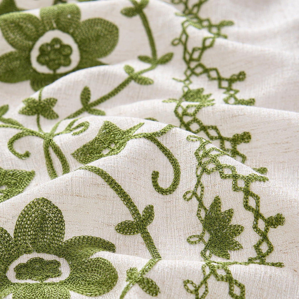 Chorowl Sage Green drapes in living room with natural light.