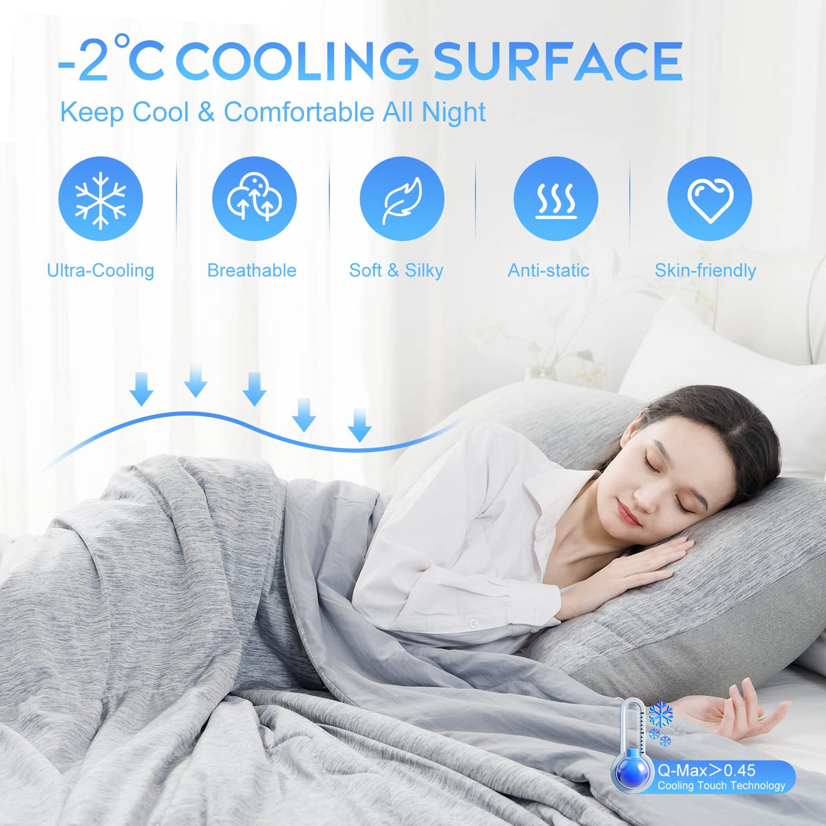 CHOSHOME two-sided design highlights cooling and soft reverse for year-round use.