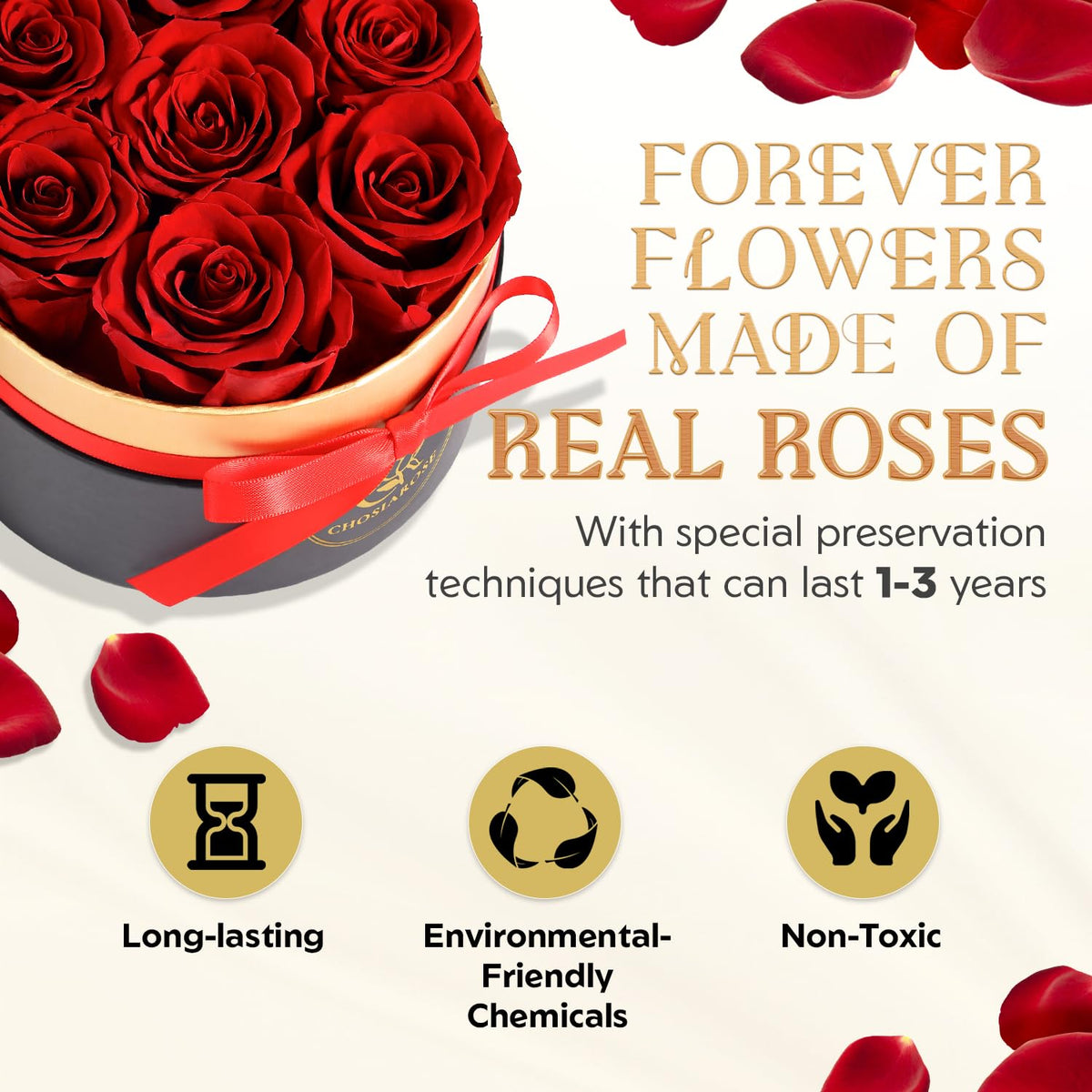 CHOSIAROSE preserved rose centerpiece ready for display