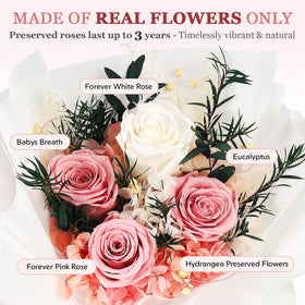 CHOSIAROSE preserved roses pink bouquet with vibrant color that endures