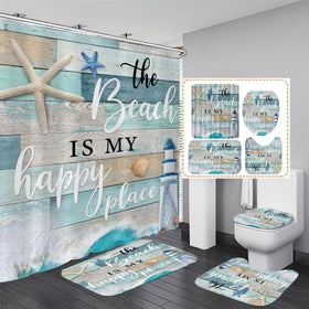 Chrainy nautical ocean shower curtain with bright print for a fresh bathroom look