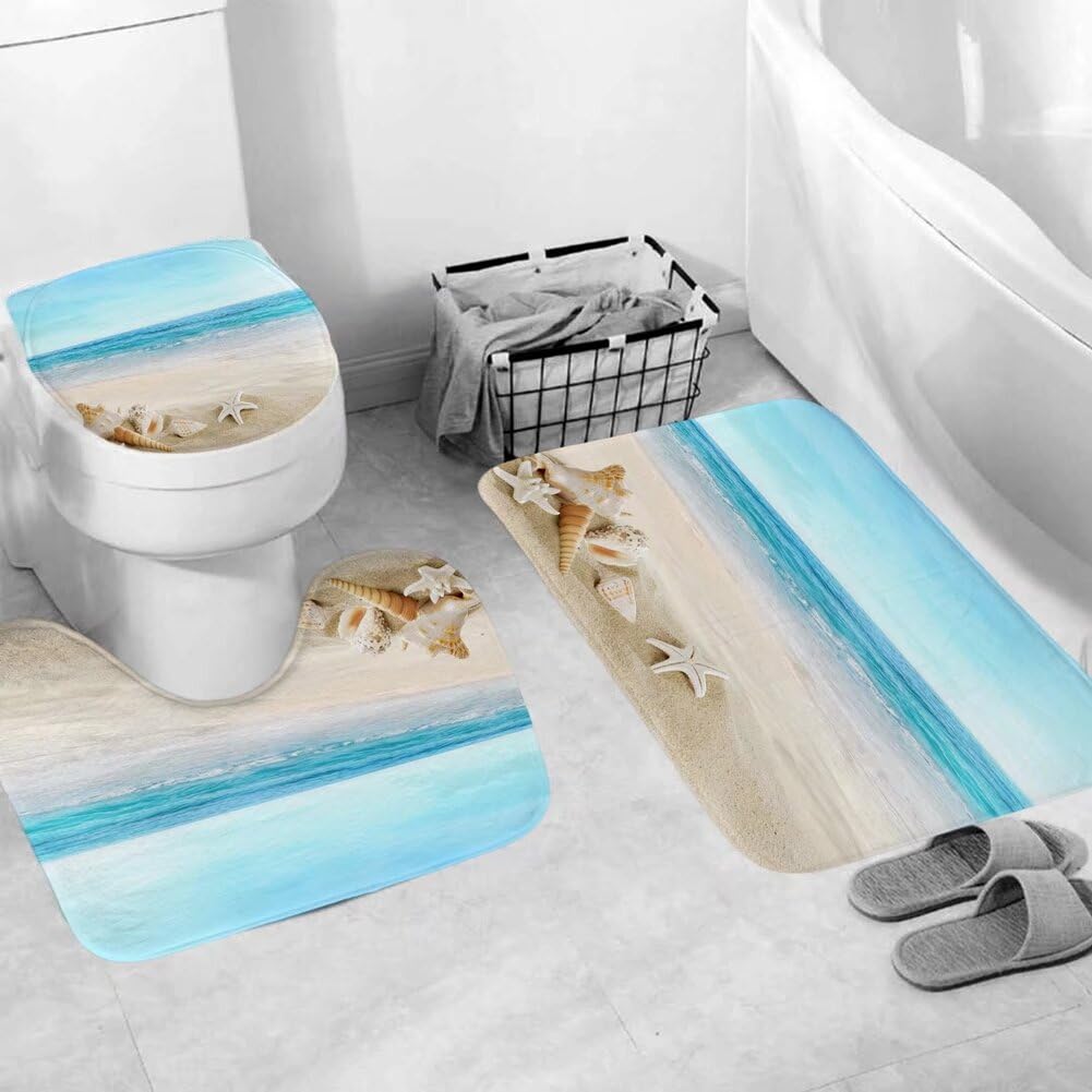 Chrainy toilet lid cover with cozy coastal look.