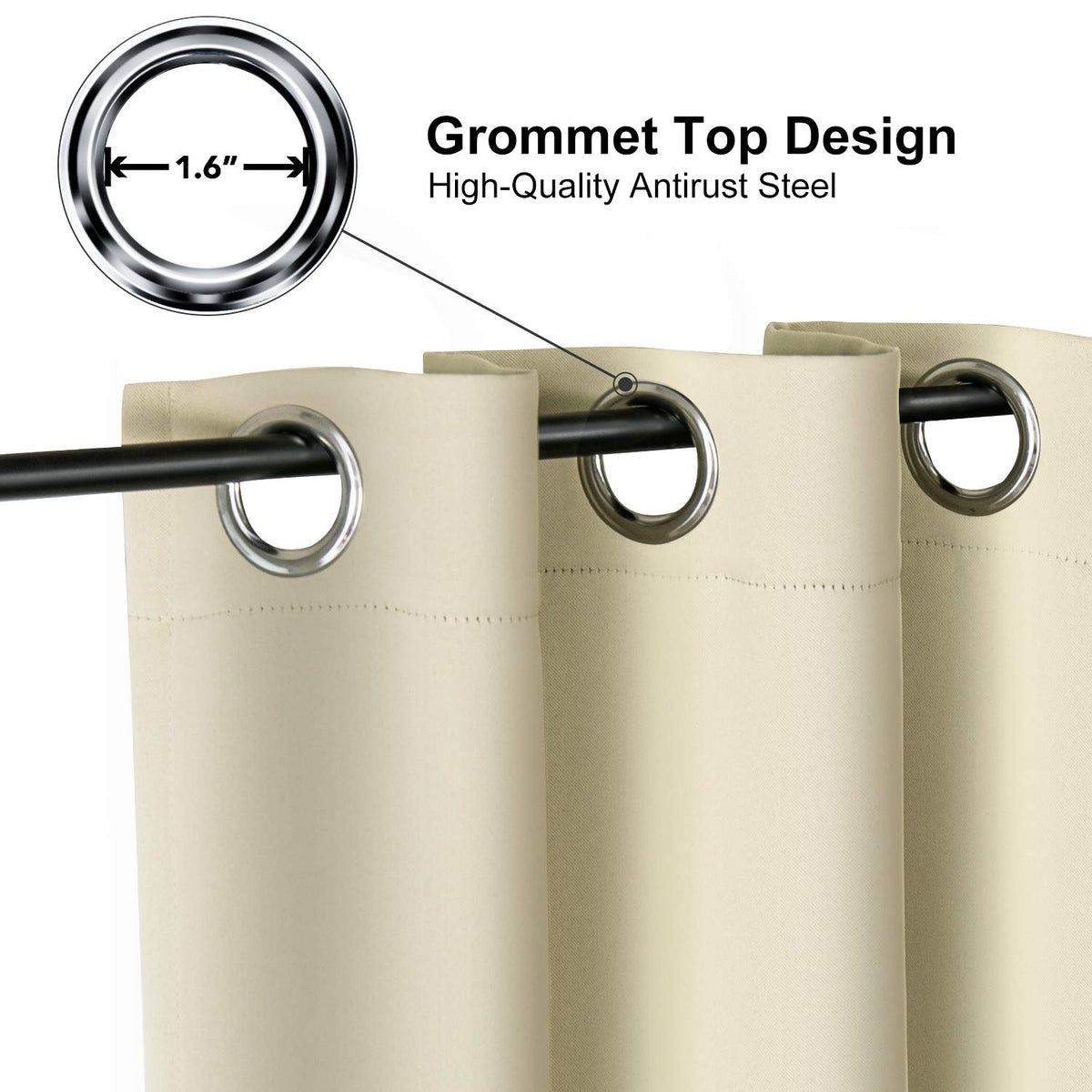 ChrisDowa bedroom curtains with six grommets for a tidy window