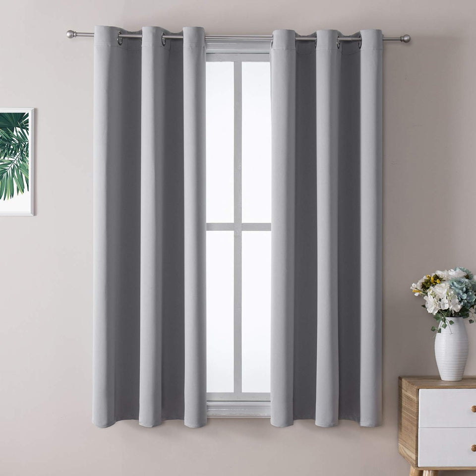 ChrisDowa blackout curtains with two light grey panels for easy installation and shade.