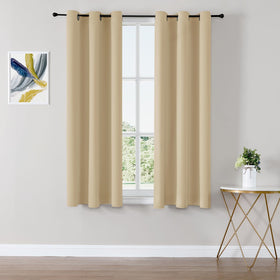ChrisDowa blackout curtains, biscotti beige, block morning light for better sleep.