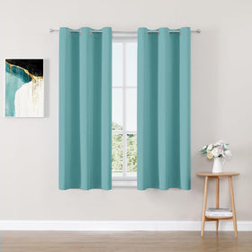 ChrisDowa Aqua blackout curtain panel front view blocks light for better sleep.