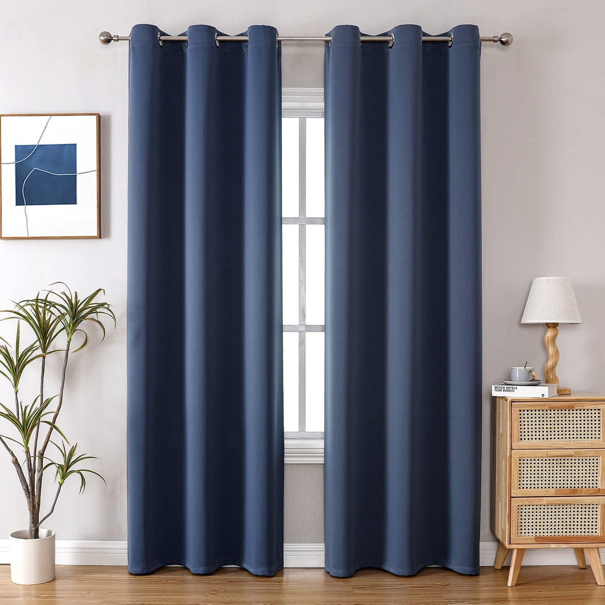ChrisDowa Blackout Curtains 72in Stone Blue, front panel view showing color and fit.