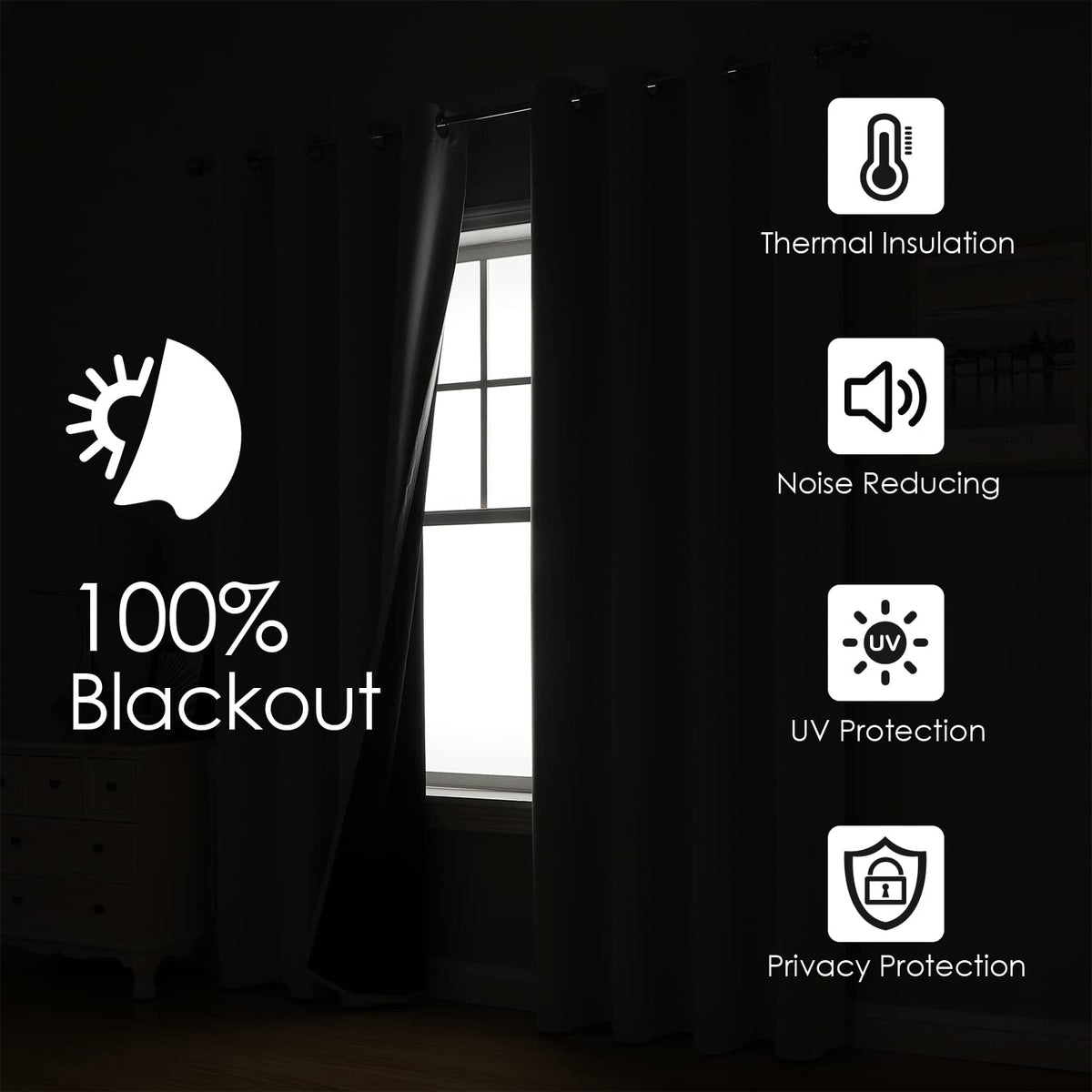 ChrisDowa blackout curtains fabric closeup shows soft material and lining