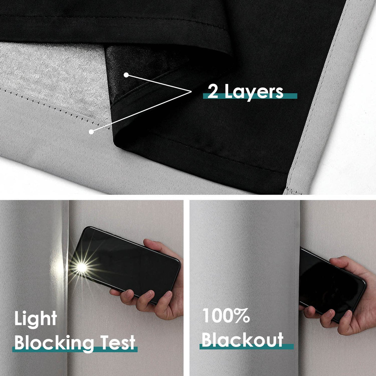 ChrisDowa blackout curtains grommets close-up for smooth operation