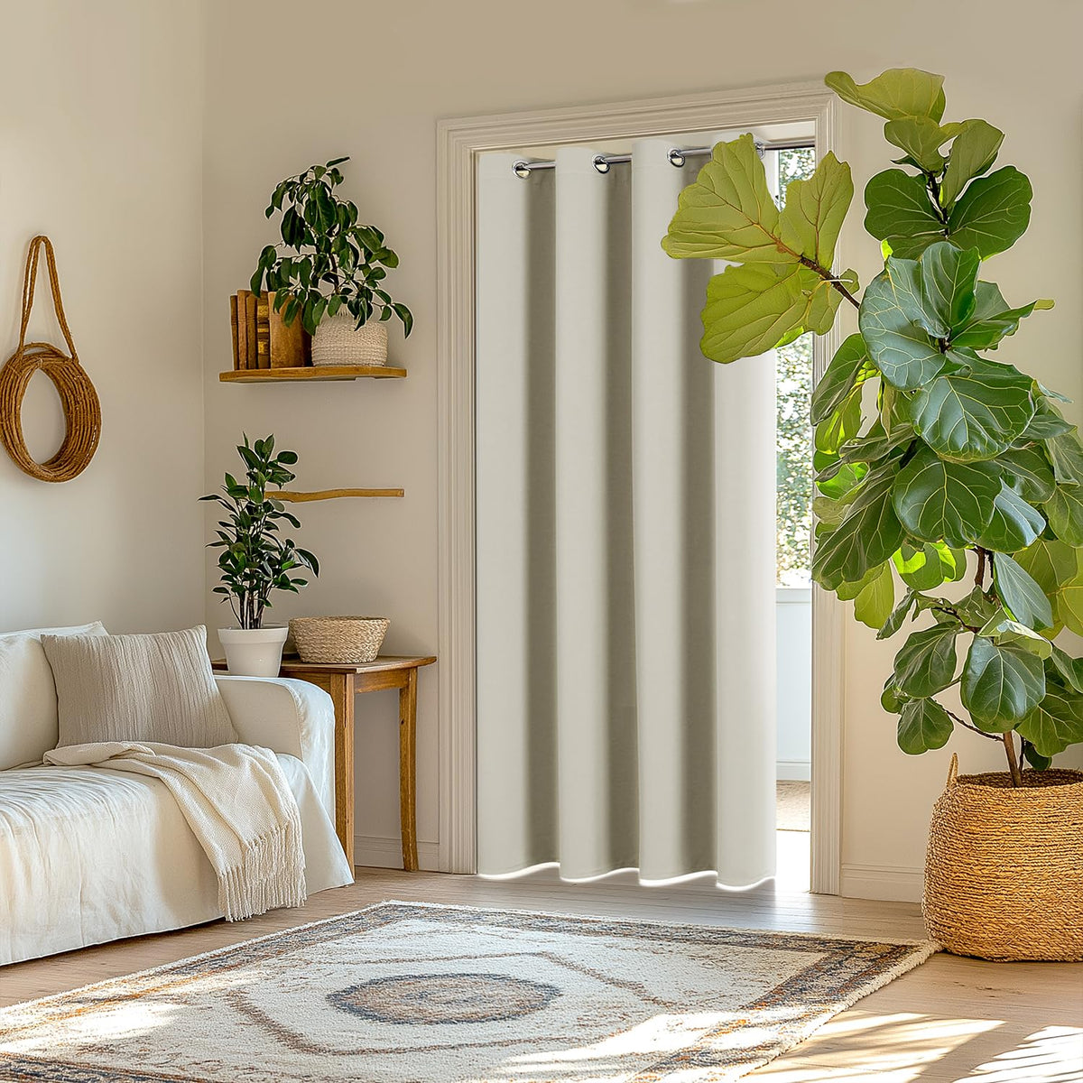 ChrisDowa blackout curtains with silver grommets for smooth sliding and easy setup.
