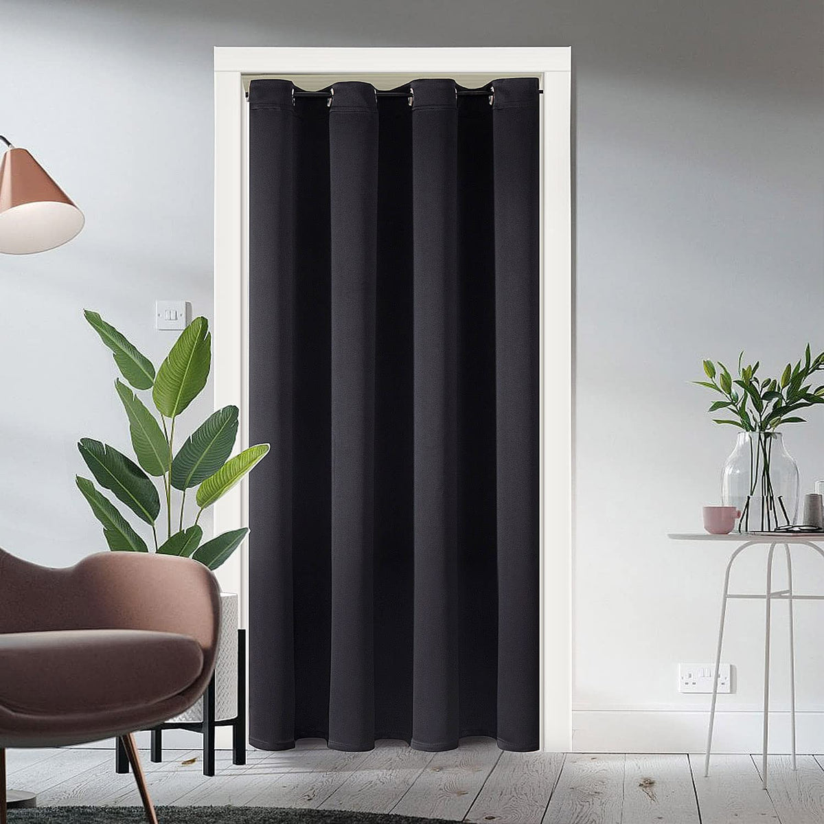 ChrisDowa blackout door curtain with grommets blocks light and enhances doorway privacy