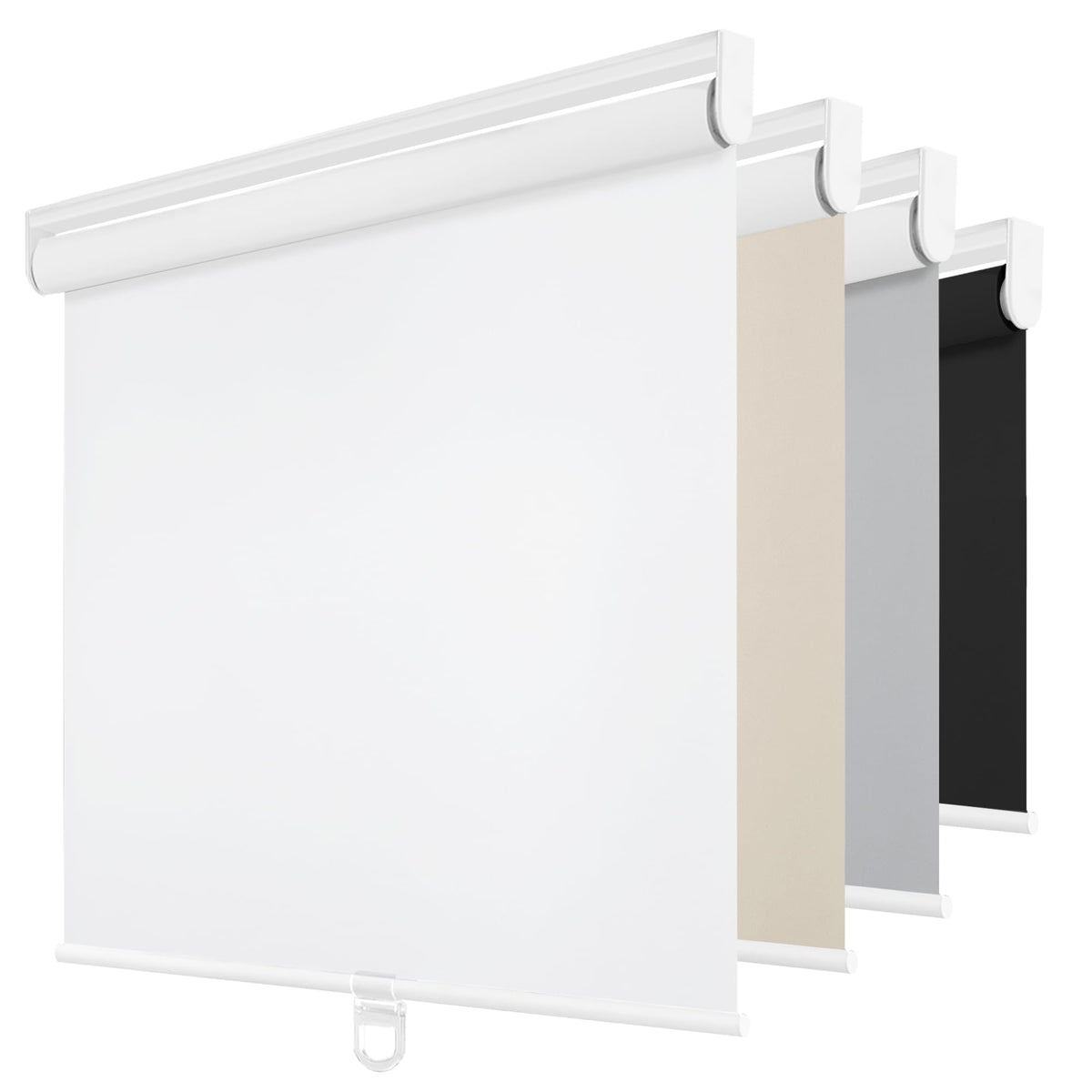 ChrisDowa cordless blackout shade front view in white for privacy and style.
