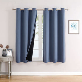 ChrisDowa double-layer curtain stone-blue front view with room darkening potential