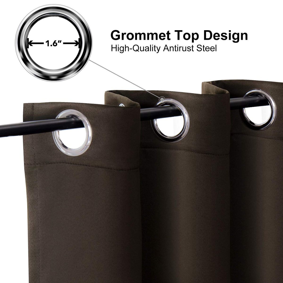 ChrisDowa grommet blackout curtain close-up fabric texture for a premium look.