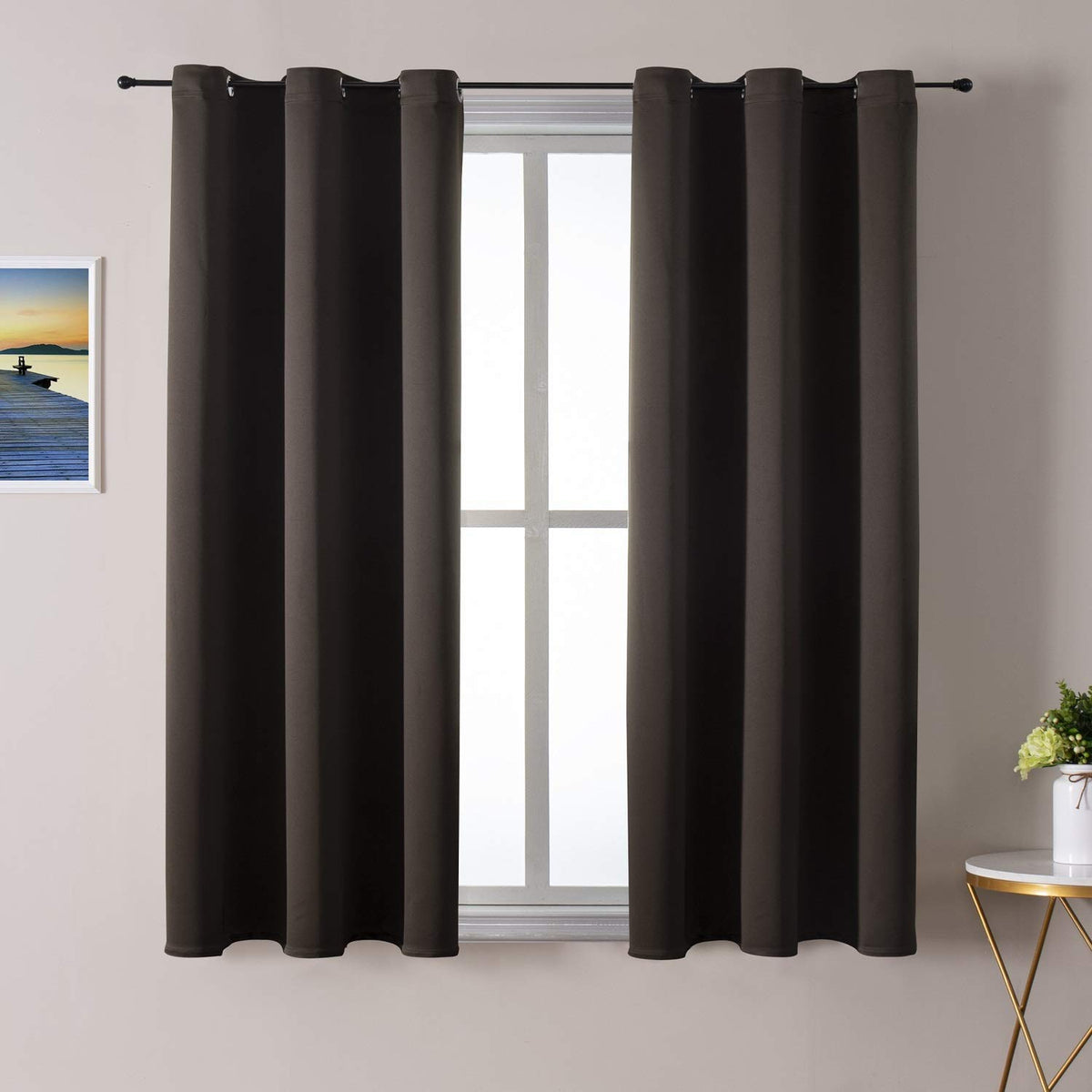 ChrisDowa grommet blackout curtain front view blocks light for deeper sleep.