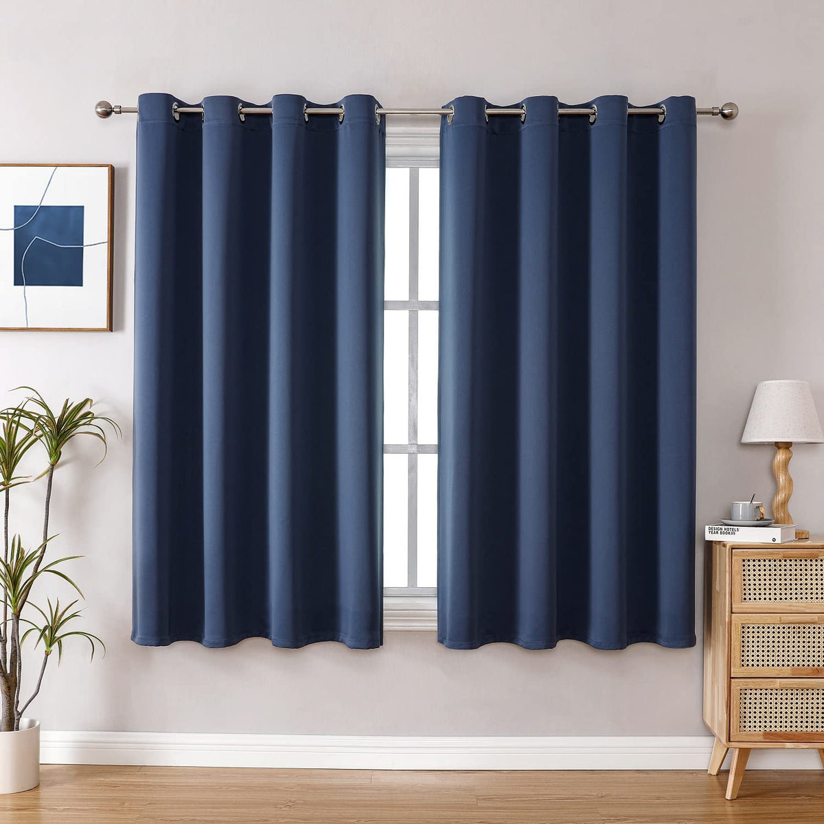 ChrisDowa grommet blackout curtains in stone blue block 95% light for better sleep