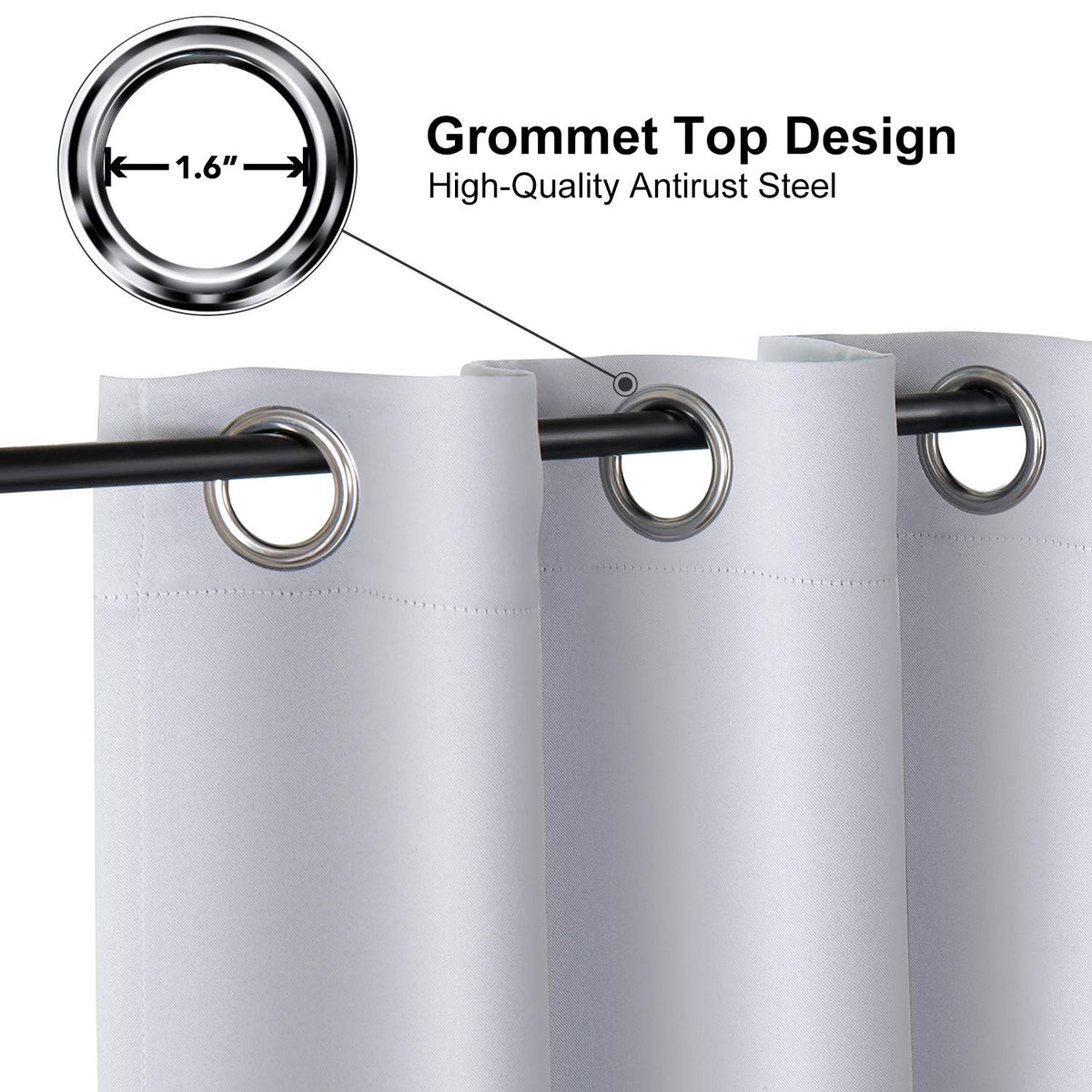 ChrisDowa grommet curtain with thermal insulation shown on a sunlit window