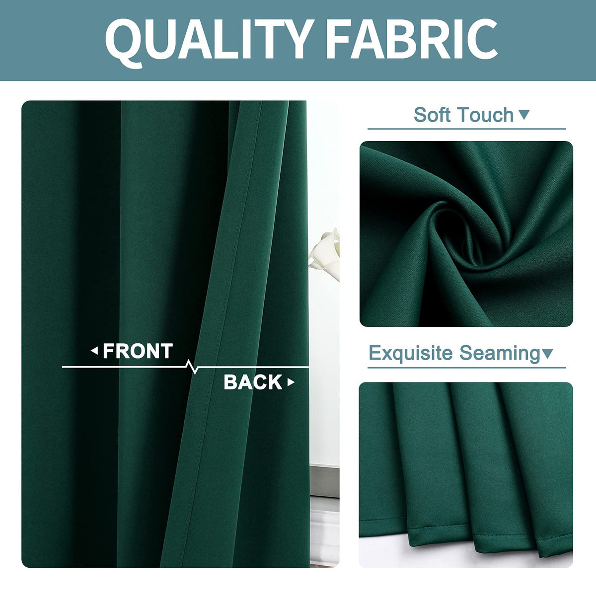 ChrisDowa grommet curtains forest-green grommets close-up for durable hardware